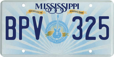 MS license plate BPV325