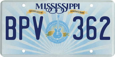MS license plate BPV362