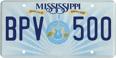 MS license plate BPV500