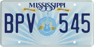 MS license plate BPV545