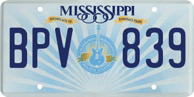MS license plate BPV839
