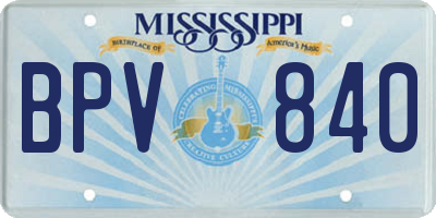 MS license plate BPV840