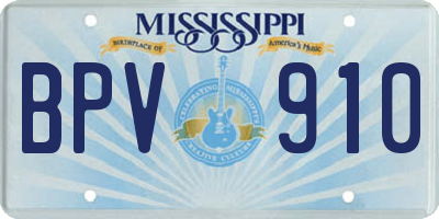 MS license plate BPV910