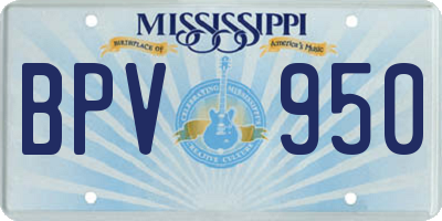 MS license plate BPV950