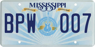 MS license plate BPW007