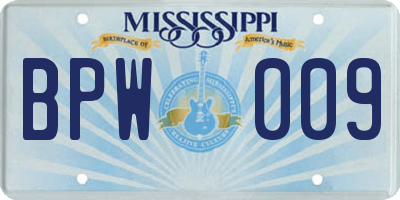 MS license plate BPW009
