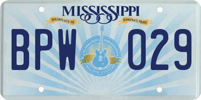 MS license plate BPW029