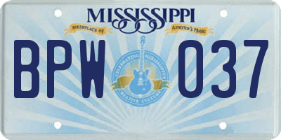 MS license plate BPW037