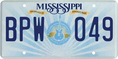 MS license plate BPW049