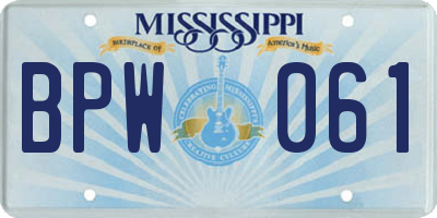 MS license plate BPW061