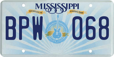 MS license plate BPW068