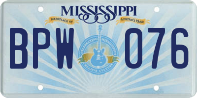 MS license plate BPW076