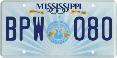 MS license plate BPW080
