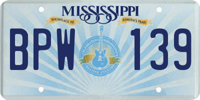 MS license plate BPW139