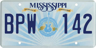 MS license plate BPW142