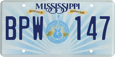 MS license plate BPW147