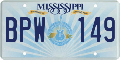 MS license plate BPW149
