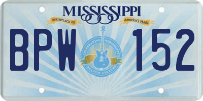 MS license plate BPW152