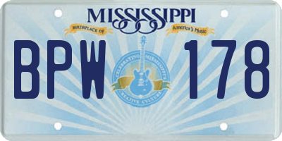 MS license plate BPW178