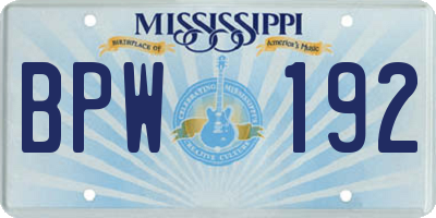 MS license plate BPW192