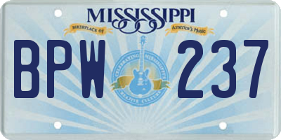 MS license plate BPW237