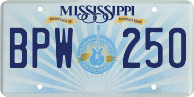 MS license plate BPW250
