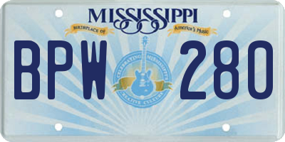 MS license plate BPW280