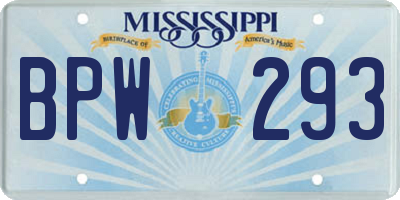 MS license plate BPW293