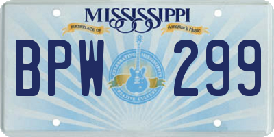 MS license plate BPW299