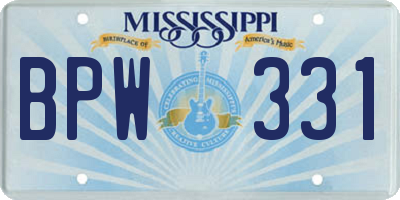 MS license plate BPW331