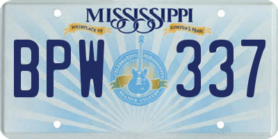 MS license plate BPW337