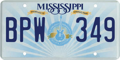 MS license plate BPW349