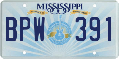 MS license plate BPW391