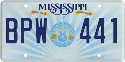 MS license plate BPW441