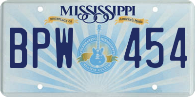 MS license plate BPW454