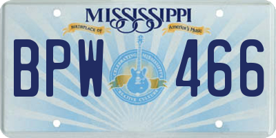 MS license plate BPW466