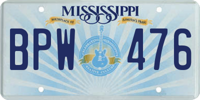 MS license plate BPW476