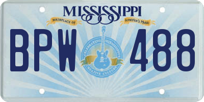 MS license plate BPW488