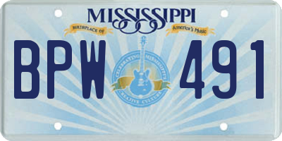 MS license plate BPW491