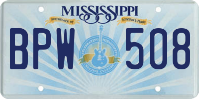 MS license plate BPW508