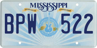 MS license plate BPW522