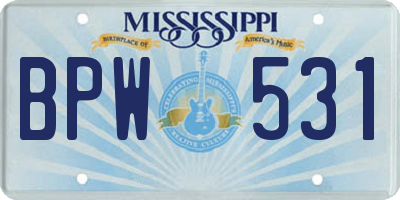 MS license plate BPW531