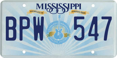 MS license plate BPW547