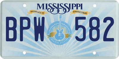MS license plate BPW582