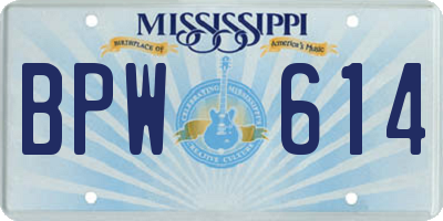 MS license plate BPW614