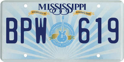 MS license plate BPW619