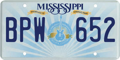 MS license plate BPW652