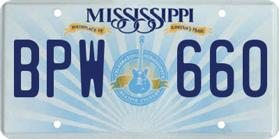MS license plate BPW660