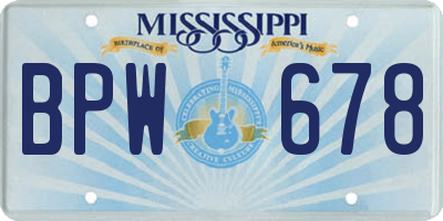 MS license plate BPW678