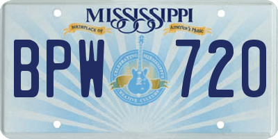 MS license plate BPW720
